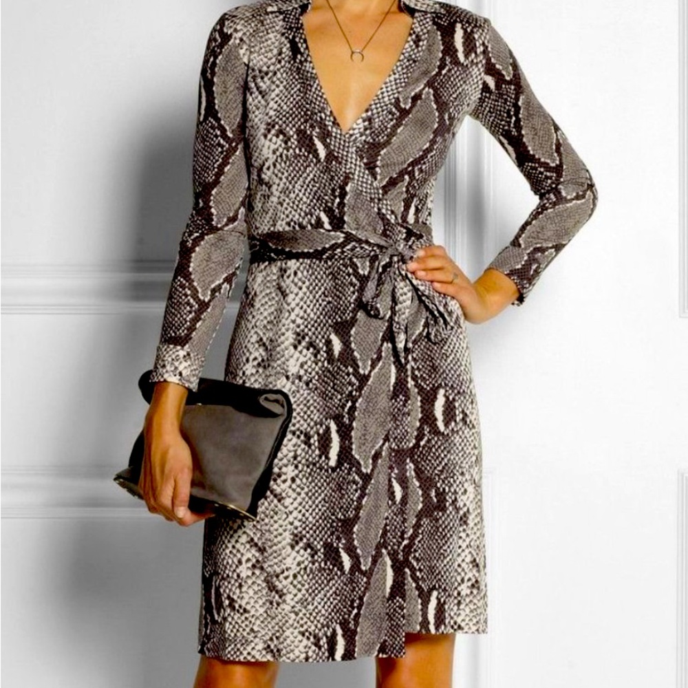 Diane Von Furstenberg Snake Print Wrap dress.
